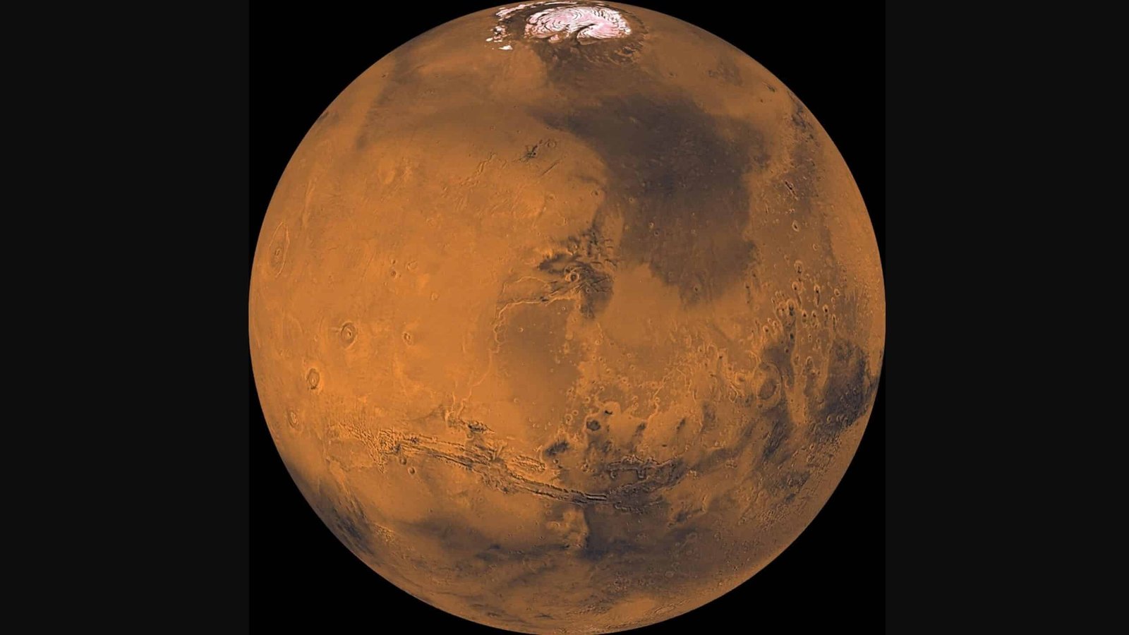 Photo: La planète Mars est montrée dans cette image de la Viking Orbiter I Voyage en 1998.